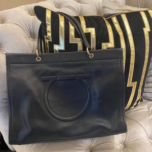 Ferragamo leather hand held tote bag. Excellent work bag condition